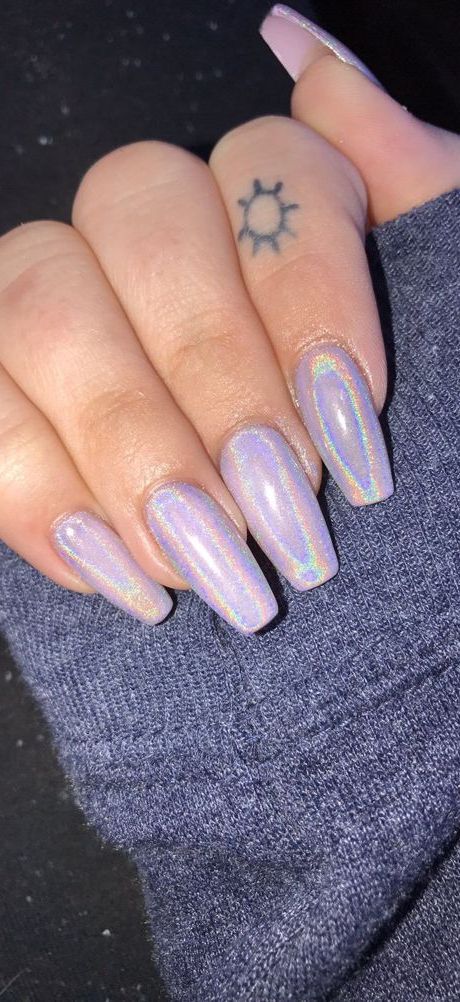 holographic long nails. CND cake pop with holographic glitter