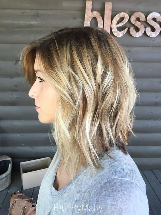 gorgeous choppy long bob with slightly inverted back