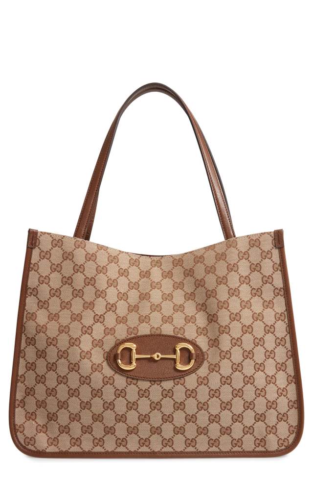 GUCCI 1955 Horsebit GG Original Canvas Tote, Main, color, BEIGE EBONY/ BROWN SUGAR