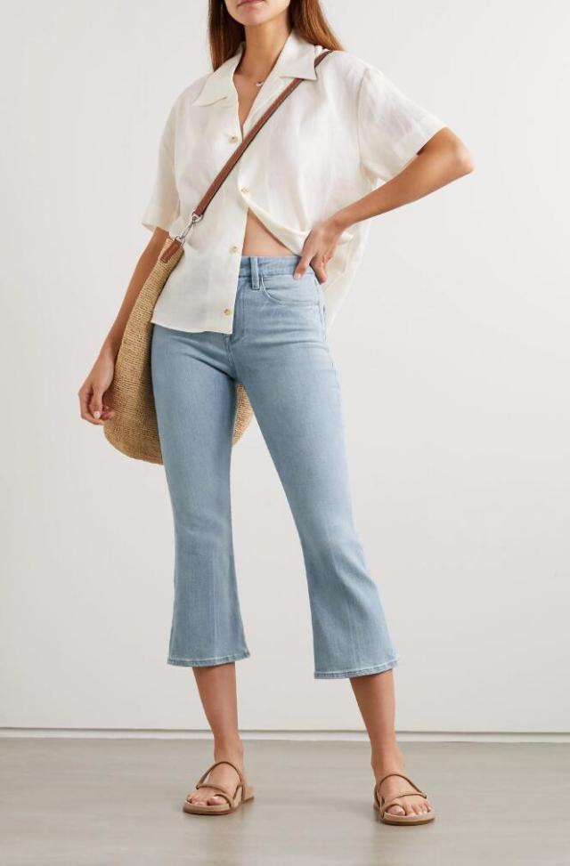 Le Pixie cropped high-rise bootcut jeans