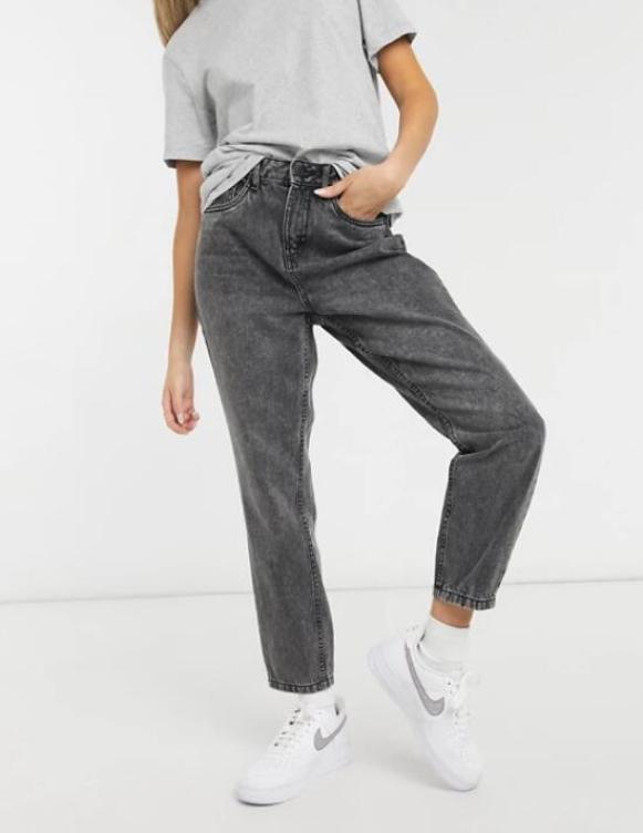 Washed gray jeans for women