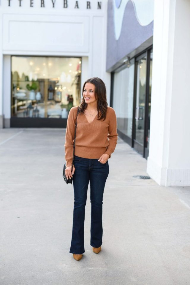 fall-outfit-light-brown-sweater-dark-wash-bootcut-jeans