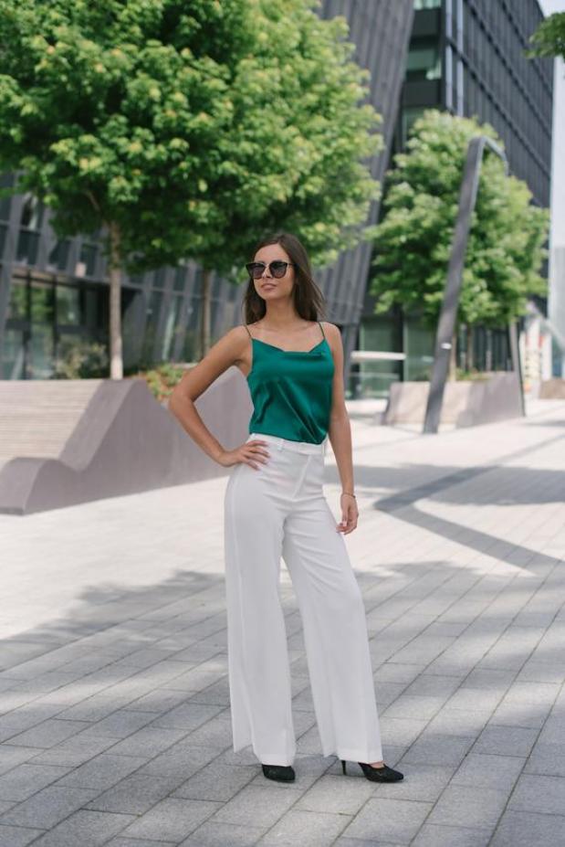 Green silk blouse Artificial silk camisole top Spaghetti strap | Etsy