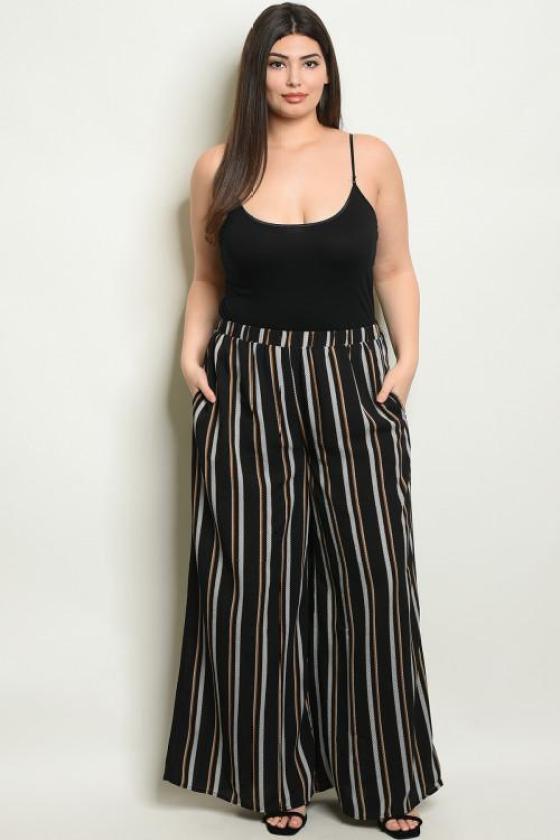 Black Stripe Wide Leg Plus Size Palazzo Pants – Diva's Plus Size Fashion & Accessories