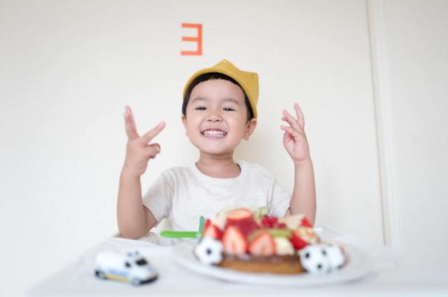 cute boy with food