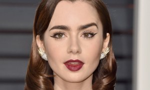 Lily Collins Wears Negative Space Eyeliner