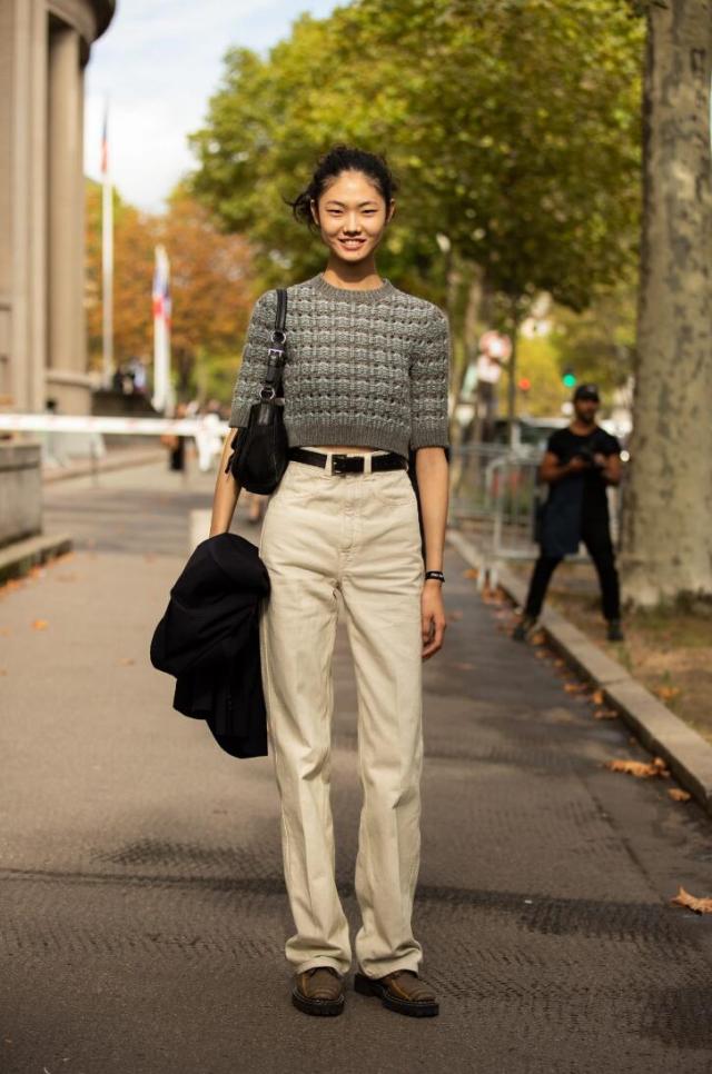 Khaki pants & cropped cardigans