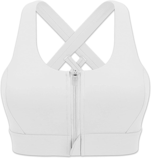 Zip-front High Impact Sports Bra with Strappy Back