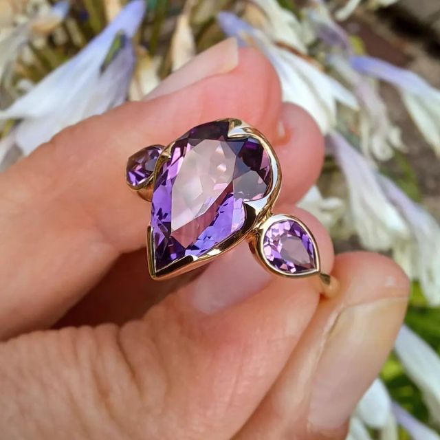 amethyst rings droplet shape