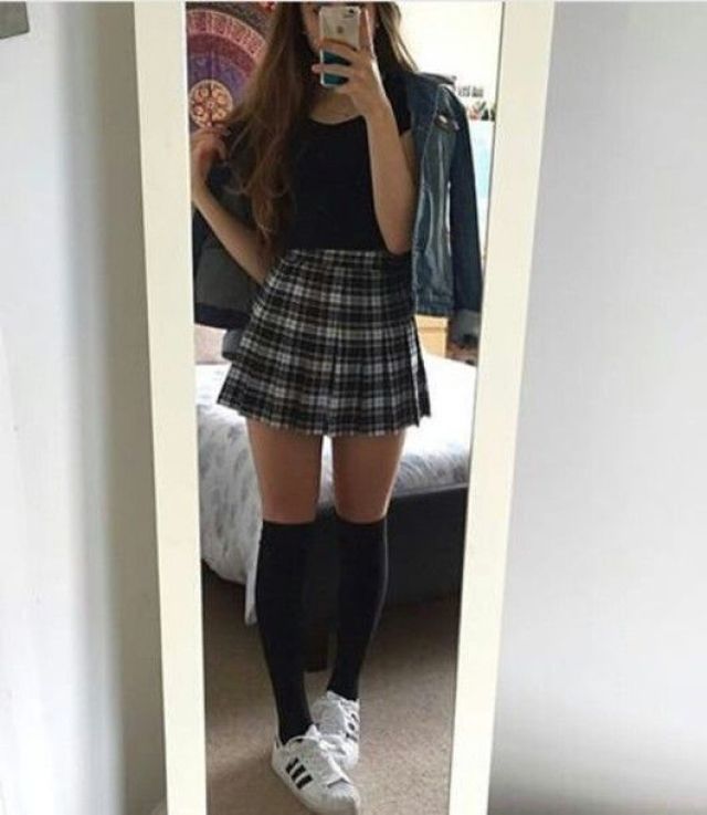 knee high socks plaid tennis skirts 2